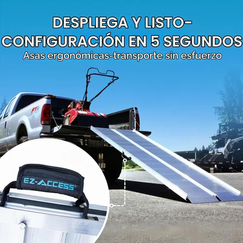 Vista 3 de EZ-ACCESS TRAVERSE Rampa plegable de aluminio de una sola pieza, rampas de carga portátiles para sillas de ruedas, motocicletas, tractores de césped