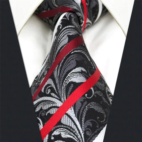 Vista 4 de SW SHLAXWING Corbatas para hombres Corbata Regalo Gris Paisley Luxury