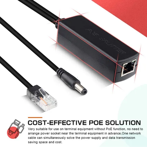 Vista 9 de ipolex 10/100M PoE Splitter Active, Power ethernet Splitter Adapter, 2