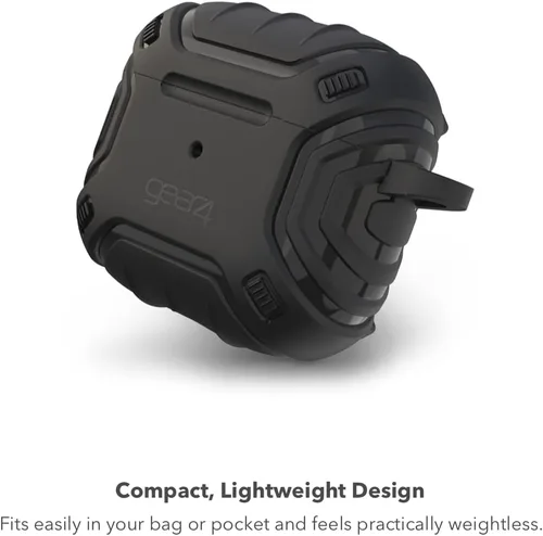 Vista 3 de Gear4 Apollo Snap - Funda para AirPods de 3ª generación, compatible con carga inalámbrica, llavero con mosquetón incluido, color negro