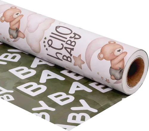 Vista 12 de Dtiafu Rollo de papel de regalo de avión – Envoltura de regalo de aviones vintage con diseño de nube de cielo azul para niños, baby shower