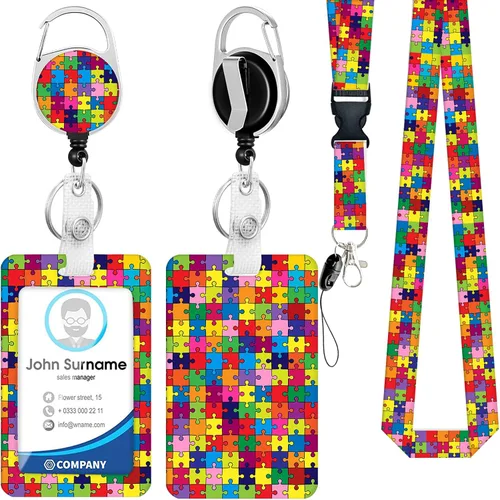 Vista 21 de Soporte para tarjeta de identificación con cordón, carrete retráctil con clip giratorio para cinturón, cordón separable de bandera estadounidense