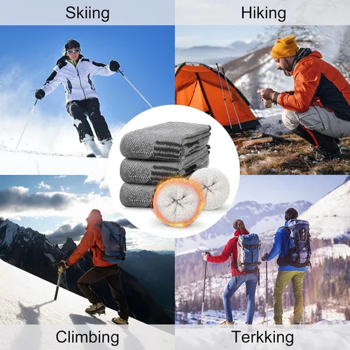 Vista 6 de 80% Merino Wool Socks for Men Women, Warm Thermal Hiking Socks, Winter Cushioned Boot Socks 3 Pairs