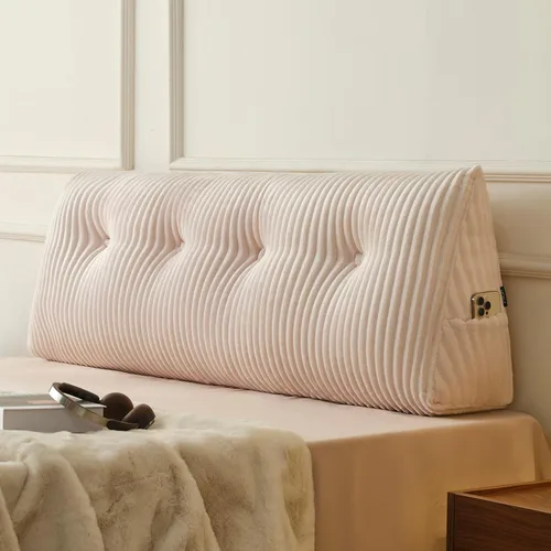 Vista 17 de Z-hom - Almohada grande para cabecero con un solo rollo, almohada de cuña para sentarse en la cama, cojín triangular de apoyo de respaldo para leer