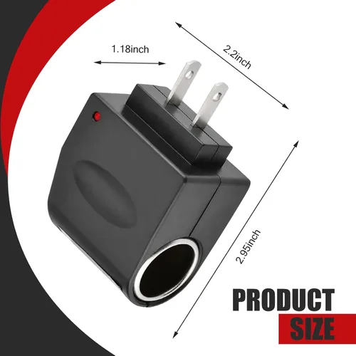 Vista 2 de Convertidor de CA a CC para automóvil, adaptador de encendedor de cigarrillos de vehículo, adaptador de corriente de 220 V a 12 V