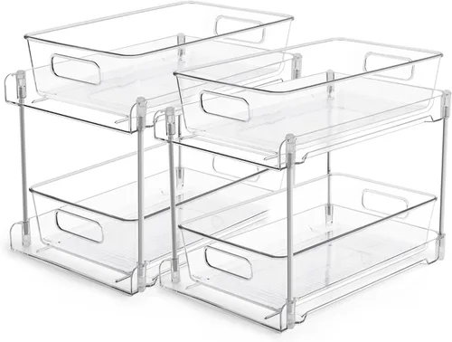 Vista 12 de Vtopmart Paquete de 2 organizadores de plástico más grandes para baño y cocina debajo del fregadero (M-superior)