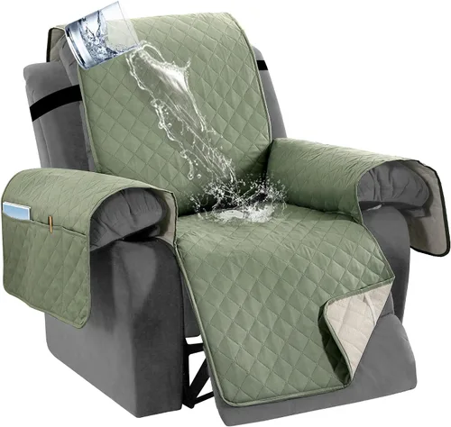 Vista 22 de H.VERSAILTEX Funda impermeable 100% impermeable para sofá biplaza reclinable de 2 piezas, protector de muebles suave y grueso con bolsillos lavables