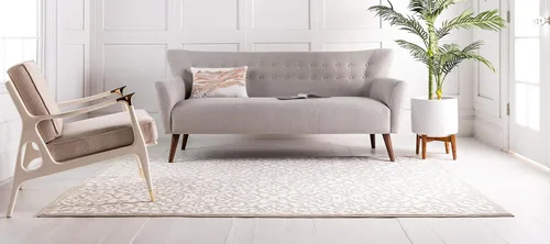 Vista 4 de Unique Loom Rushmore Collection Johnson - Alfombra rectangular de 5 pies 1 pulgada x 8 pies, color blanco nieve/beige