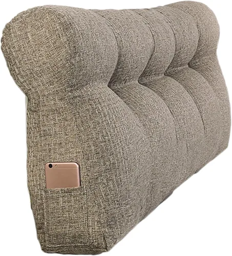 Vista 13 de Cojín triangular grande para cabecero de lectura, almohada para reposo en cama, respaldo triangular, respaldo de forro polar, soporte de Café