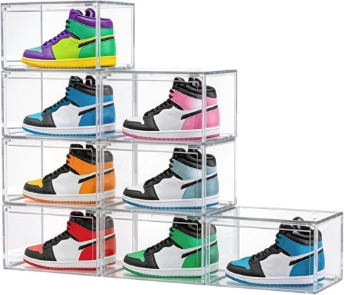 Vista 9 de HIYOHIYO 1 paquete de cajas de almacenamiento transparentes apilables para zapatos, cajas de almacenamiento de zapatos, vitrina totalmente