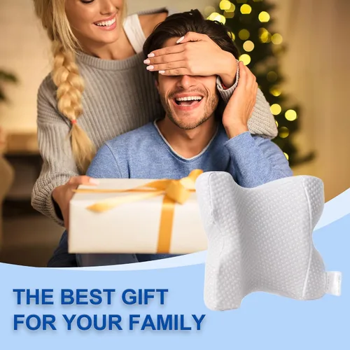 Vista 7 de Almohada para dormir para parejas, almohada arqueada de espuma viscoelástica en forma de U con agujero de brazo, proporciona comodidad y apoyo
