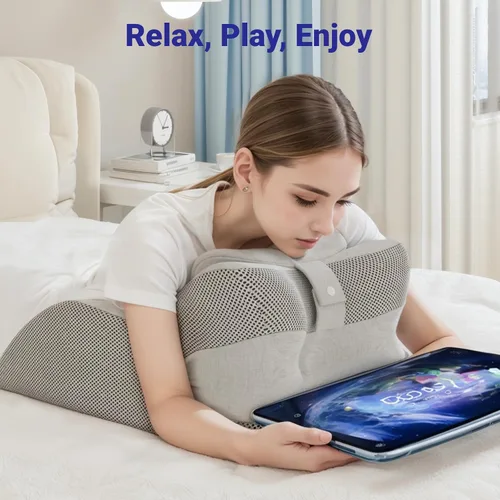 Vista 8 de Almohada de lectura de cuña de espuma viscoelástica para cama, almohada ergonómica para adultos con reposacabezas ajustable, almohada de cama