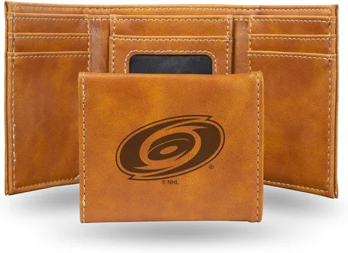 Vista 9 de NHL Rico Industries - Billetera triple grabada con láser y tres pliegues, accesorio para hombre