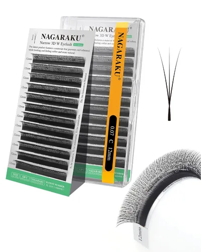 Vista 16 de NAGARAKU Extensiones de pestañas prefabricadas en abanico 3D W 0.05 C 0.315 0.05-C 3D W