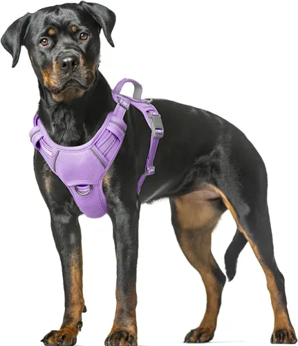 Vista 18 de BARKBAY Arnés para Perro Sin Tirones Talla Grande Arnés Reflectante para Perro con Clip Frontal y Asa de Control Fácil para Caminar Entrenar Correr