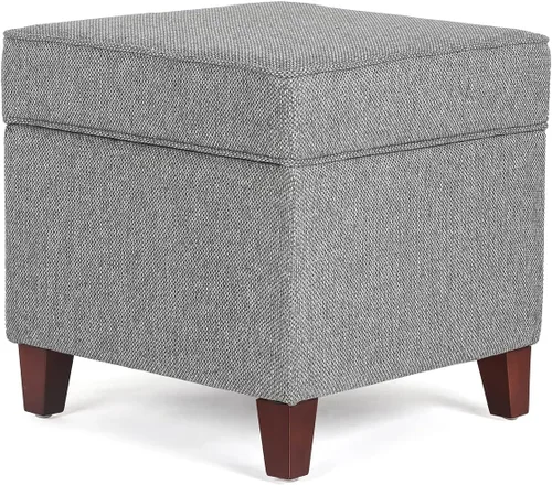 Vista 14 de Adeco Otomán Cubo de Piel Sintética Blanca de 18 Pulgadas de Alto con Almacenamiento, Taburetes Reposapiés de Silla de Terciopelo en Relieve 3D