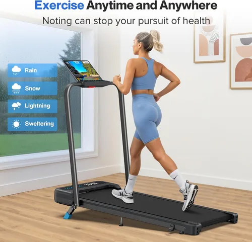Vista 12 de Cardirun Almohadilla para caminar con 10% de inclinación, 4 en 1 plegable caminadora con barra de mango para espacios pequeños en el hogar, 3.0 HP