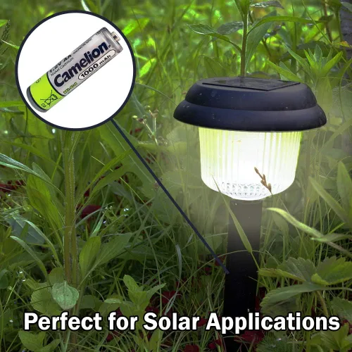 Vista 2 de Camelion AA Size NiCd Níquel Cadmio 1.2V 1000 mAh Batería recargable para luces solares de jardín (paquete de 8)
