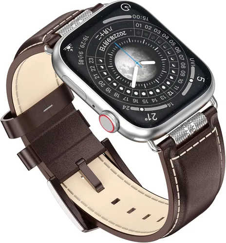 Vista 10 de Caseultra Correas de cuero compatibles con Apple Watch Band 1.929 in 1.772 in 1.732 in 1.654 in 1.614 in 1.575 in 1.496 in para hombre, correa