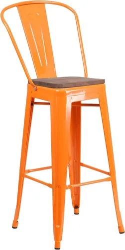 Vista 52 de Taburete Flash Furniture de bar, hecho de metal para interior y exterior, Metal, Negro