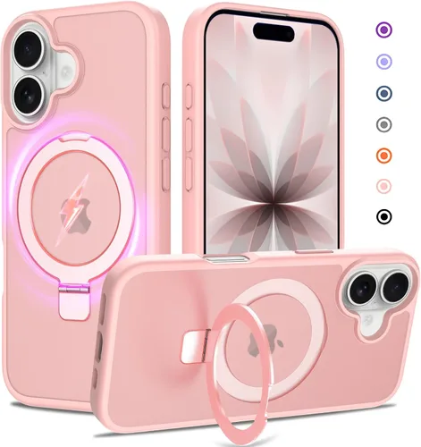 Vista 52 de Funda con soporte ultra magnético para iPhone 15 Pro [protección militar contra caídas] [compatible con MagSafe] a prueba de golpes, translúcida