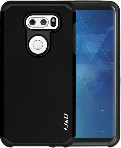 Vista 4 de LG V30 Caso, [ArmorBox] [Dual Layer] híbrido prueba de golpes Rugged Case de Protección para LG V30 de J & D, Negro