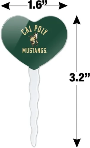Vista 6 de Cal Poly Mustangs Logo Corazón Amor Cupcake Toppers Decoración Set de 6