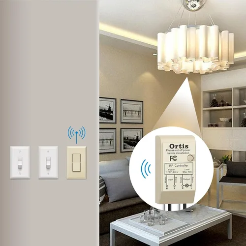 Vista 7 de Kit de interruptor de luz inalámbrico y receptor, interruptores de pared inalámbricos Ortis con rango RF de 300 pies para luces, ventiladores