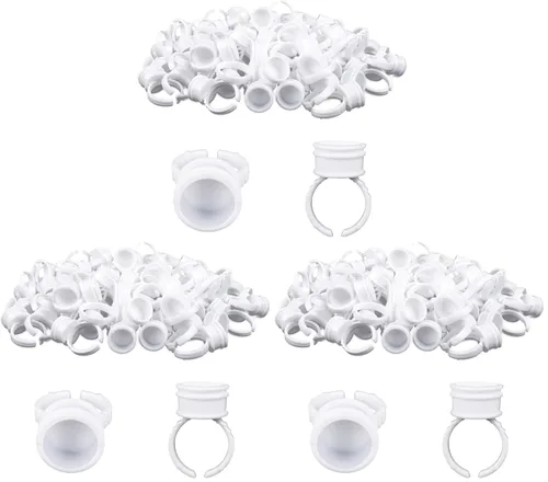 Vista 11 de G2PLUS Soportes de pegamento para pestañas postizas, 100 PCS bandejas desechables para pestañas, paleta de pegamento de plástico rosa