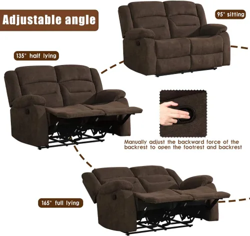 Vista 4 de FDW Juego de sofá reclinable seccional para sala de estar, asiento de cine en casa, sofá reclinable, movimiento reclinable manual para muebles