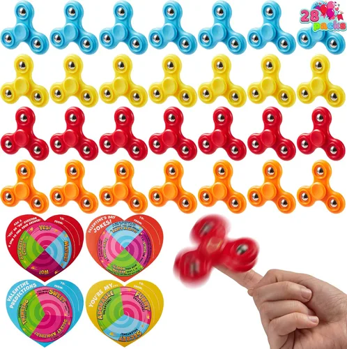 Vista 9 de JOYIN 28 unidades de juguete antiestrés con tarjetas de regalo, juguete de dedo con spinner para niños, juguete de favor de fiesta para intercambio