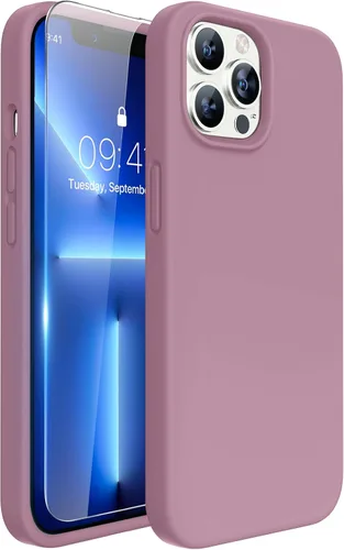 Vista 21 de Miracase Funda diseñada para iPhone 13 Pro Max con protector de pantalla, [forro de microfibra suave antiarañazos], funda protectora de silicona