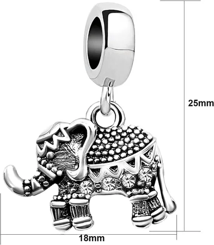 Vista 2 de KunBead Dijes colgantes de cumpleaños con piedra natal de elefante compatibles con pulsera Pandora para mujer Abril