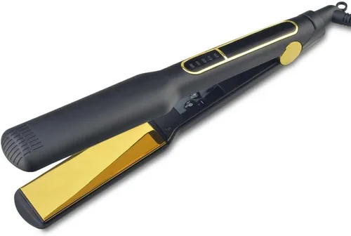 Vista 6 de Plancha de pelo profesional con placas de titanio dorado, 5 ajustes de temperatura, pantalla LCD, negro (1.5 pulgadas)