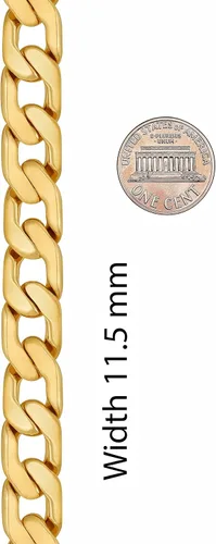 Vista 8 de LIFETIME JEWELRY Collar de cadena de eslabones cubanos planos de 0.453 in para hombre, chapado en oro real de 24 quilates