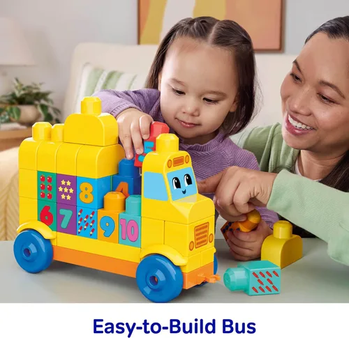 Vista 6 de MEGA BLOKS First Builders Build & Count Bus - Bloques de juguete para niños