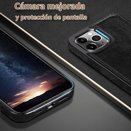 Vista 6 de LOHASIC - Funda de piel compatible con MagSafe para iPhone 14 Pro, color negro