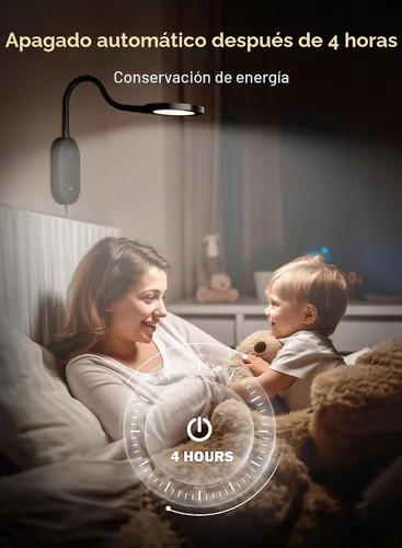 Vista 3 de Deeloop Luz de Lectura Montada en Pared LED para Cama, Luz de Libro para Pared, Lámpara de Mesita de Noche con Salida USB, Temporizador de Apagado