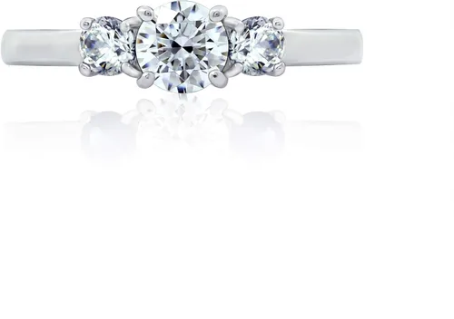 Vista 10 de Tienda Collection Anillo redondo de plata de ley chapado en oro o platino con 3 piedras hecho con circonitas infinitas