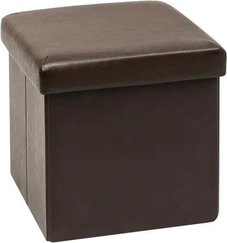 Vista 16 de B FSOBEIIALEO Cubo otomano plegable de almacenamiento con piel sintética para sala de estar, dormitorio, oficina en casa, reposapiés de Negro