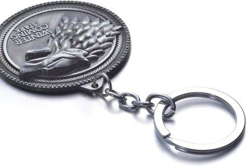 Vista 4 de Juego de Tronos House Stark Sigil Crest Llavero de metal