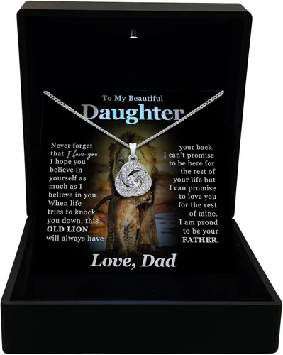 Vista 3 de TRYNDI Collar con texto en inglés "To My Beautiful Daughter", regalo del día de San Valentín para hija, para mi hija de papá, regalos para la mejor
