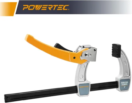 Vista 2 de POWERTEC 71586-P2 Abrazaderas de barra de engranajes de 8 pulgadas para carpintería, liberación rápida con capacidad de sujeción de 600 libras