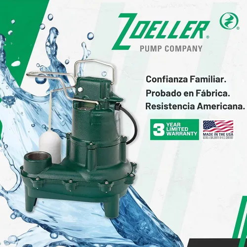 Vista 6 de Zoeller Bomba de aguas residuales M264 Waste-Mate, 4/10 caballos de fuerza, 115V
