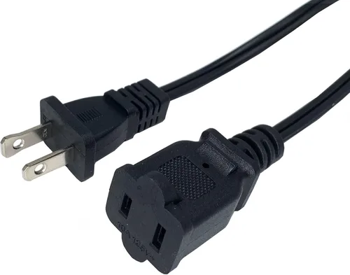 Vista 9 de Cable de extensión pequeño de 3 pies, corto de dos puntas, negro macho hembra 18 AWG cable de alimentación de CA polarizado para interiores, NEMA