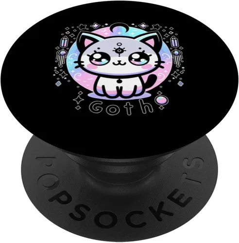 Vista 6 de Kawaii Pastel Cat Ouija Creepy Occult Aesthetic PopSockets MagSafe PopGrip for iPhone