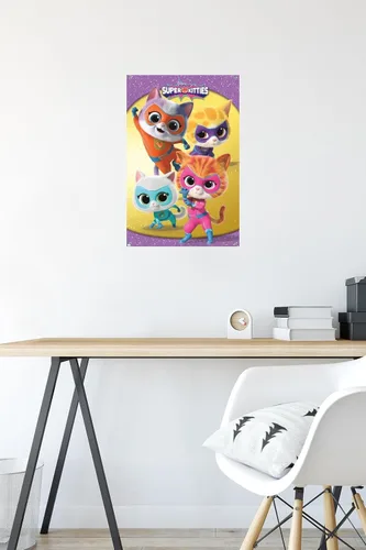 Vista 6 de Trends International Disney Junior Super Kitties - Póster de pared de grupo, 14.72 x 22.37 pulgadas, paquete de póster premium y alfiler