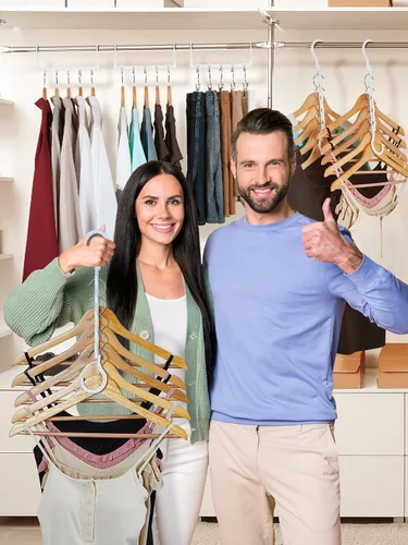 Vista 8 de HOUSE DAY Perchas mágicas blancas que ahorran espacio, ganchos de percha inteligentes premium, perchas en cascada resistentes con 5 agujeros