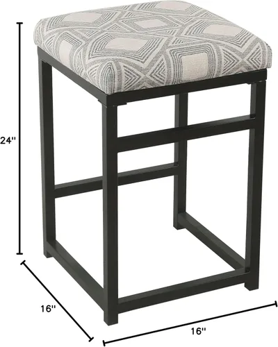 Vista 3 de Homepop Decoración del hogar Taburete moderno de 24 pulgadas Taburetes de bar con marco de metal sin respaldo Muebles decorativos