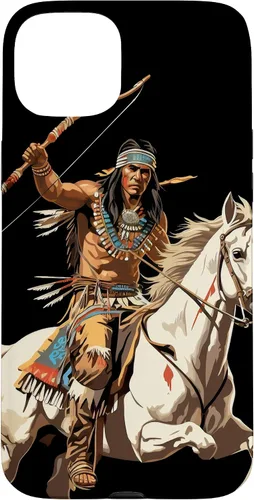 Vista 9 de Funda para iPhone 16 nativo americano jefe indio caballero guerrero Cherokee